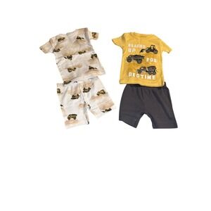 Carters 12 Months Baby Boy Pajama Set Short Sleeve‎ Top & Shorts Truck Print